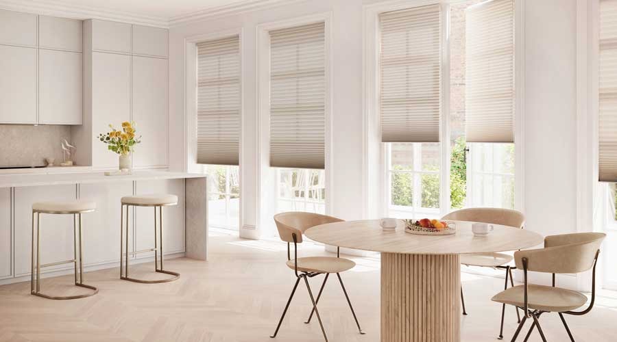 Kitchen pleated blinds